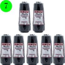 Kit 7 Linhas Princesa Moda Preta Cone com 500 Metros de Polipropileno Incomfio Ideal Crochê, Trança de Cabelo e Artesanato Kit 7 Linhas Princesa Moda Preta Cone com 500 Metros de Polipropileno Incomfio Ideal Crochê, Trança de Cabelo e Artesanato