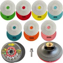 Kit 7 Lixas Diamantadas + Rebolo 4 Polegadas 120 + Suporte Para Desbaste Acabamento E Polimento