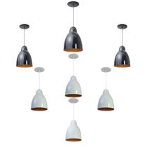 Kit 7 Luminária Pendente Bala Com Interior Cobre Com Fiação 110/220v Kit 7 Luminária Pendente Bala Com Interior Cobre Com Fiação 110/220v