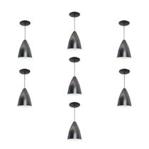 Kit 7 Luminária Pendente Bala Nova Com Interior Branco Brilho Com Fiação 110/220v