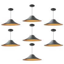 Kit 7 Luminária Pendente Chapéu Chinês Com Interior Cobre Com Fiação 110/220v Kit 7 Luminária Pendente Chapéu Chinês Com Interior Cobre Com Fiação 110/220v