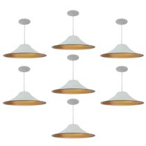 Kit 7 Luminária Pendente Chapéu Chinês Com Interior Cobre Com Fiação 110/220v Kit 7 Luminária Pendente Chapéu Chinês Com Interior Cobre Com Fiação 110/220v