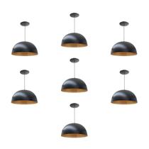 Kit 7 Luminária Pendente Meia Lua 24cm Com Interior Cobre Fiação 110/220v Kit 7 Luminária Pendente Meia Lua 24cm Com Interior Cobre Fiação 110/220v