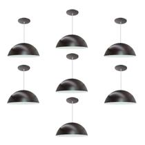 Kit 7 Luminária Pendente Meia Lua 40cm Interior Branco Brilho Fiação 110/220v