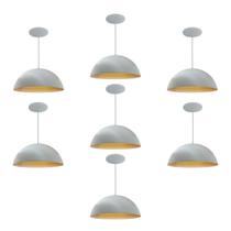 Kit 7 Luminária Pendente Meia Lua 40cm Interior Cobre Fiação 110/220v