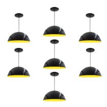Kit 7 Luminária Pendente Meia Lua 50cm Interior Amarelo Com Fiação 110/220v Kit 7 Luminária Pendente Meia Lua 50cm Interior Amarelo Com Fiação 110/220v