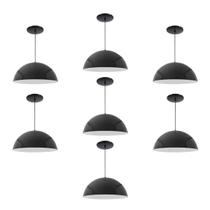 Kit 7 Luminária Pendente Meia Lua 50cm Interior Branco Brilho Com Fiação 110/220v