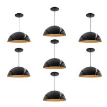 Kit 7 Luminária Pendente Meia Lua 50cm Interior Cobre Com Fiação 110/220v