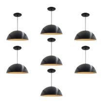 Kit 7 Luminária Pendente Meia Lua 50cm Interior Cobre Com Fiação 110/220v