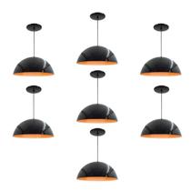 Kit 7 Luminária Pendente Meia Lua 50cm Interior Laranja Com Fiação 110/220v