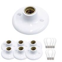 Kit 7 Luminárias de Teto Plafon Taschibra Porcelana Redondo Com Lâmpadas