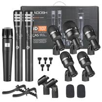 Kit 7 Microfones De Bateria Para Bumbo, Caixa, Tons, Pratos Com Suportes, Grampos E Adaptadores Kit 7 Microfones De Bateria Para Bumbo, Caixa, Tons, Pratos Com Suportes, Grampos E Adaptadores