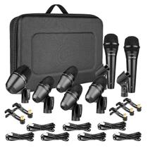 Kit 7 Microfones De Bateria Para Bumbo, Caixa, Tons, Pratos Maleta, Cachimbo, Grampos, Adaptadores Kit 7 Microfones De Bateria Para Bumbo, Caixa, Tons, Pratos Maleta, Cachimbo, Grampos, Adaptadores