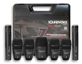 Kit 7 Microfones para Bateria Soundvoice Skd-07 Com Maleta