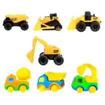 Kit 7 Mini Tratores Baby Carrinho Caçamba Escavadeira Pá Carregadeira