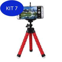 Kit 7 Mini Tripé Celular Suporte Dobrável Regulável Câmera