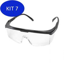 Kit 7 óculos de segurança incolor marca Kalipso modelo jaguar