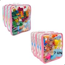 Kit 7 Organizador de Brinquedos Carrinhos Blocos de Montar Boneca PVC ResistenteC/Alca4P3M