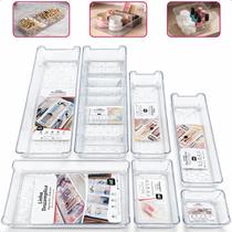 Kit 7 Organizador Gavetas Acrílico Vários Tamanhos Multiuso Maquiagem Esmaltes Joias Acessórios UZ
