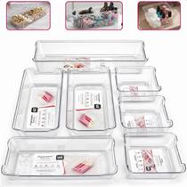 Kit 7 Organizadores De Gavetas Multiuso Modular Maquiagens Acessórios Cozinha Escritório Quarto UZ