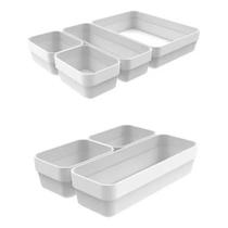 Kit 7 Organizadores Gavetas Material Ou Maquiagens- Branco