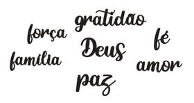 Kit 7 Palavras Lettering: Gratidão P Fé - Em Mdf