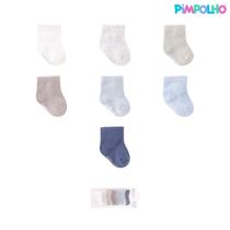 Kit 7 Pares Meia Lisa Semaninha Bebê Pimpolho Prematuro RN Menino