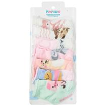 Kit 7 pares meia semaninha bebê menina Pimpolho Tamanho 00-15 cano alto