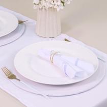 Kit 7 Pçs 2 lug (Caminho,Capa Sousplat,Base,Guardanapo,Anel)Pérola 2 Voltas Branco e Dourado