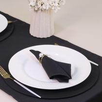 Kit 7 Pçs 2 Lug (Caminho,Capa Sousplat,Base,Guardanapo,Anel) Pérola Duas Voltas Preto e Dourado