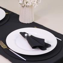 Kit 7 Pçs 2 Lug(Caminho,Capa Sousplat,Base,Guardanapo,Anel) Pérola Duas Voltas Preto e Prata