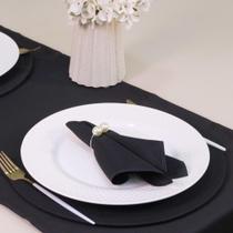 Kit 7 Pçs 2 Lug (Caminho,Capa Sousplat,Base,Guardanapo,Anel) Pérola Preto e Prata