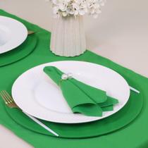 Kit 7 Pçs 2 Lug(Caminho,Capa Sousplat,Base,Guardanapo,Anel) Pérola Verde e Dourado