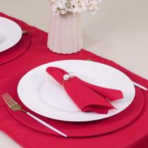 Kit 7 Pçs 2 Lug(Caminho,Capa Sousplat,Base,Guardanapo,Anel)Pérola Vermelho e Dourado Kit 7 Pçs 2 Lug(Caminho,Capa Sousplat,Base,Guardanapo,Anel)Pérola Vermelho e Dourado