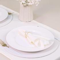 Kit 7 Pçs 2 Lug(Capa Sousplat,Base,Guardanapo,Anel) Pérola Duas Voltas Palha e Dourado