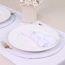 Kit 7 Pçs 2 Lugares Mesa Posta Completo (Caminho,Capa Sousplat,Base,Guardanapo,Anel) Basic Cristalino Branco