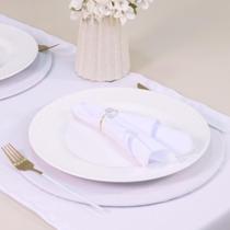 Kit 7 Pçs 2 Lugares Mesa Posta Completo (Caminho,Capa Sousplat,Base,Guardanapo,Anel) Basic Cristalino Branco