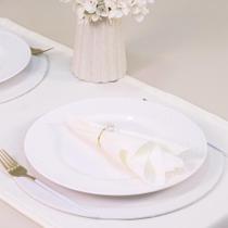 Kit 7 Pçs 2 Lugares Mesa Posta Completo (Caminho,Capa Sousplat,Base,Guardanapo,Anel) Basic Cristalino Palha Variação:e Prata