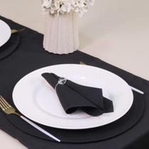 Kit 7 Pçs 2 Lugares Mesa Posta Completo (Caminho,Capa Sousplat,Base,Guardanapo,Anel) Basic Cristalino Preto