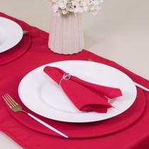 Kit 7 Pçs 2 Lugares Mesa Posta Completo (Caminho,Capa Sousplat,Base,Guardanapo,Anel) Basic Cristalino Vermelho