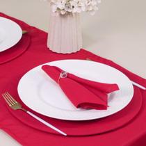 Kit 7 Pçs 2 Lugares Mesa Posta Completo (Caminho,Capa Sousplat,Base,Guardanapo,Anel) Basic Cristalino Vermelho
