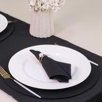 Kit 7 Pçs 2 Lugares Mesa Posta Completo (Caminho,Capa Sousplat,Base,Guardanapo,Anel) Basic Pérola Duas Voltas Preto