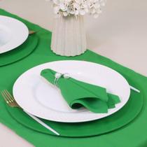 Kit 7 Pçs 2 Lugares Mesa Posta Completo (Caminho,Capa Sousplat,Base,Guardanapo,Anel) Basic Pérola Duas Voltas Verde
