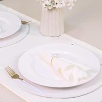 Kit 7 Pçs 2 Lugares Mesa Posta Completo (Caminho,Capa Sousplat,Base,Guardanapo,Anel) Basic Pérola Palha