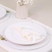 Kit 7 Pçs 2 Lugares Mesa Posta Completo (Caminho,Capa Sousplat,Base,Guardanapo,Anel) Basic Pérola Palha Variação:e Dourado