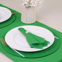 Kit 7 Pçs 2 Lugares Mesa Posta Completo (Caminho,Capa Sousplat,Base,Guardanapo,Anel) Basic Pérola Verde Variação:e Dourado