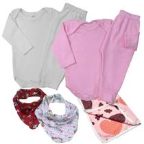 Kit 7 Pçs Roupinha De Bebê Conjunto Luxo Body Mijão E Manta