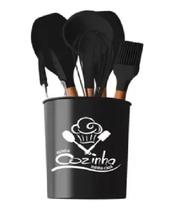Kit 7 Pçs Utensílios de Cozinha Silicone Cabo Madeira Colors (PRETO) Kit 7 Pçs Utensílios de Cozinha Silicone Cabo Madeira Colors (PRETO)