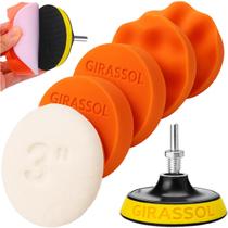 Kit 7 Peças 3 Pol. 76mm Discos Espuma Boina Lã Prato Pino M14 Polimento Automotivo KP23