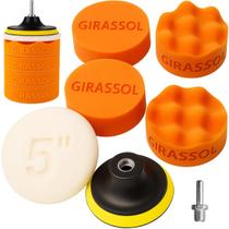 Kit 7 Peças 5 Pol. 125mm Discos Espuma Boina Lã Prato Pino M14 Polimento Automotivo KP24